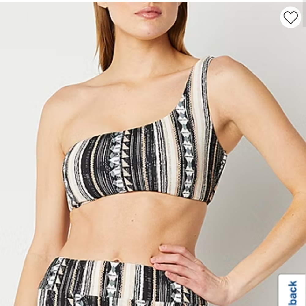 Mynah Abstract Aztec Design Bralette Bikini Swimsuit XL Assymetrical